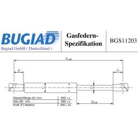 Köp Gasfjäder till baklucka av BUGIAD BGS11203 till det låga priset 268,71 kr