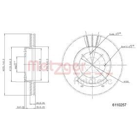 Achetez des Disque de frein METZGER 6110257 à prix pour 27,58 €