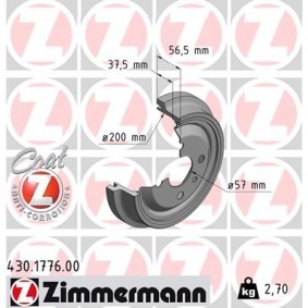 Comprar Tambor de freno de ZIMMERMANN 430.1776.00 a bajo precio de 98,85 €