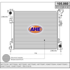 Achetez des Radiateur du moteur AHE 105.060 à prix pour 291,68 €