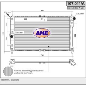 Kjøp Radiator, motorkjøling av AHE 107.011/A til den lave prisen 1448,19 NOK