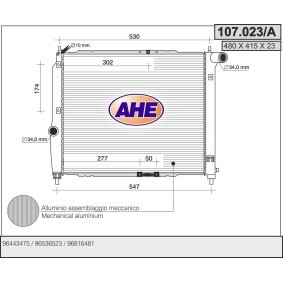 Kjøp Radiator, motorkjøling av AHE 107.023/A til den lave prisen 797,31 NOK