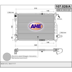 Kjøp Radiator, motorkjøling av AHE 107.028/A til den lave prisen 1408,21 NOK