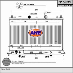Kjøp Radiator, motorkjøling av AHE 115.031 til den lave prisen 1542,89 NOK
