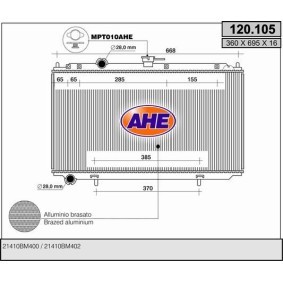Kjøp Radiator, motorkjøling av AHE 120.105 til den lave prisen 20194,08 NOK
