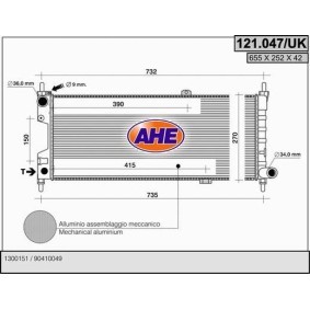 Kjøp Radiator, motorkjøling av AHE 121.047/UK til den lave prisen 870,99 NOK