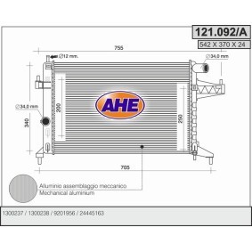 Kjøp Radiator, motorkjøling av AHE 121.092/A til den lave prisen 819,87 NOK
