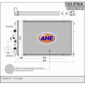 Kjøp Radiator, motorkjøling av AHE 123.070/A til den lave prisen 1270,53 NOK