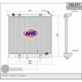 Kjøp Radiator, motorkjøling av AHE 142.011 til den lave prisen 3233,00 NOK