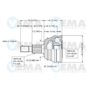 Comprar Juego de articulación, árbol de transmisión de VEMA 18606 a bajo precio de 43,95 €
