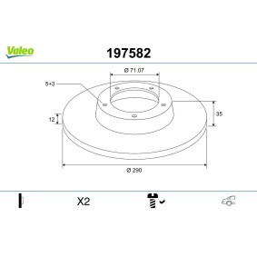 Comprar Disco de freno de VALEO 197582 a bajo precio de 65,14 €