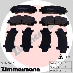 Køb Bremseklodser af ZIMMERMANN 22117.160.1 til den lave pris 611,06 DKK
