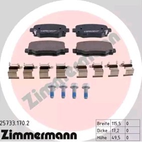 Comprar Juego de pastillas de freno de ZIMMERMANN 25733.170.2 a bajo precio de 57,24 €