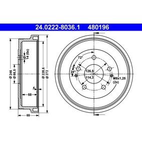 Comprar Tambor de freno de ATE 24.0222-8036.1 a bajo precio de 92,36 €