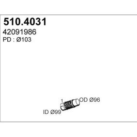 Køb Fleksrør, udstødningssystem af ASSO 510.4031 til den lave pris 2569,31 DKK