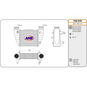 Köp Intercooler av AHE 702.078 till det låga priset 1771,47 kr