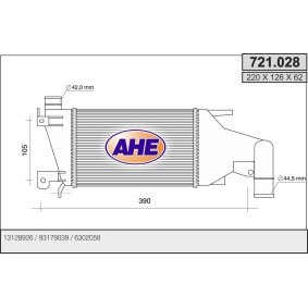 Kjøp Intercooler av AHE 721.028 til den lave prisen 1811,96 NOK