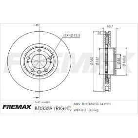 Comprar Disco de freno de FREMAX BD-3339 a bajo precio de 105,13 €