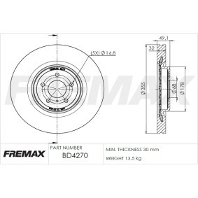 Comprar Disco de freno de FREMAX BD-4270 a bajo precio de 90,71 €