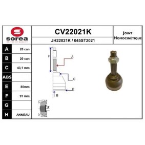Gelenksatz, Antriebswelle CV22021K