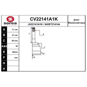 Acquista Kit giunti semiasse da EAI CV22141A1K a buon mercato per soli 65,92 €