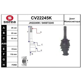 Gelenksatz, Antriebswelle CV22245K