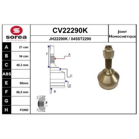Acquista Kit giunti semiasse da EAI CV22290K a buon mercato per soli 48,19 €