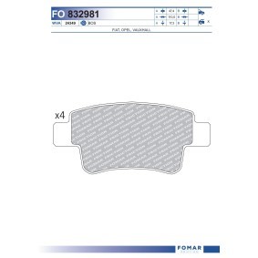 Bremsbeläge FO 832981 für GRANDE PUNTO (199) für 16,47 CHF