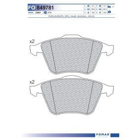 Achetez des Plaquettes de frein FOMAR Friction FO 849781 à prix pour 28,16 €