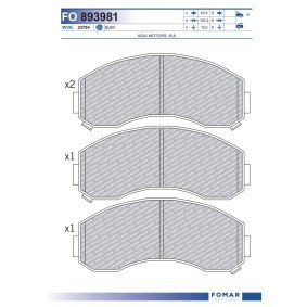 Bremsbeläge FO 893981 für KIA