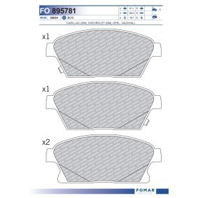 Bremsbeläge FO 895781 für CRUZE Schrägheck (J305) für 24,47 CHF
