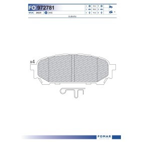 Bremsbeläge FO 972781 für SUBARU