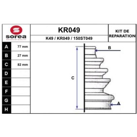 Achetez des Jeu de joint-soufflet, arbre de commande EAI KR049 à prix pour 11,36 €