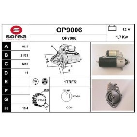 Köp Startmotor av SNRA OP9006 till det låga priset 1771,47 kr