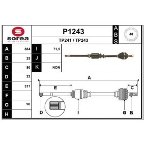 Comprar Árbol de transmisión de SNRA P1243 a bajo precio de 120,09 €