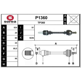 Comprar Árbol de transmisión de SNRA P1360 a bajo precio de 141,75 €