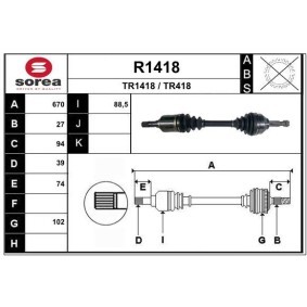 Acquista Semiasse da SNRA R1418 a buon mercato per soli 166,31 €