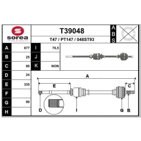 Compre Veio de transmissão da EAI T39048 a um preço baixo por 74,81 €