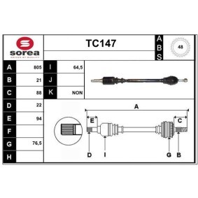 Comprar Árbol de transmisión de SERA TC147 a bajo precio de 116,71 €