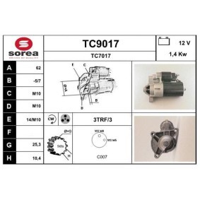 Köp Startmotor av SNRA TC9017 till det låga priset 1318,16 kr