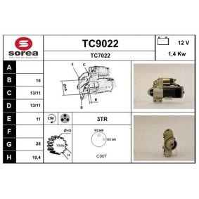 Köp Startmotor av SNRA TC9022 till det låga priset 1829,91 kr