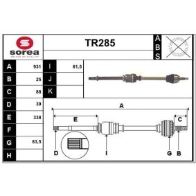 Comprar Árbol de transmisión de SERA TR285 a bajo precio de 171,19 €