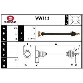 Comprar Árbol de transmisión de SERA VW113 a bajo precio de 125,41 €