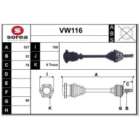 Comprar Árbol de transmisión de SERA VW116 a bajo precio de 218,57 €