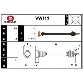 Comprar Árbol de transmisión de SERA VW119 a bajo precio de 150,59 €