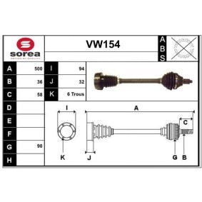 Comprar Árbol de transmisión de SERA VW154 a bajo precio de 183,52 €