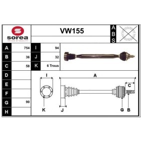 Comprar Árbol de transmisión de SERA VW155 a bajo precio de 183,52 €
