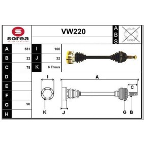 Comprar Árbol de transmisión de SERA VW220 a bajo precio de 158,57 €