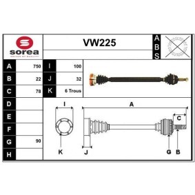 Comprar Árbol de transmisión de SERA VW225 a bajo precio de 193,30 €