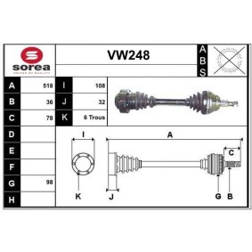 Acquista Semiasse da SERA VW248 a buon mercato per soli 168,00 €